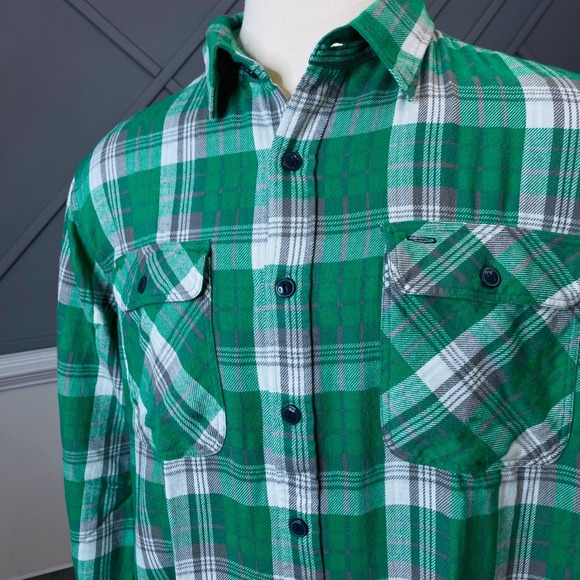 Double RL RRL Plaid Twill Matlock
Workshirt Green/Grey Size L NWOT! - Picture 2 of 9